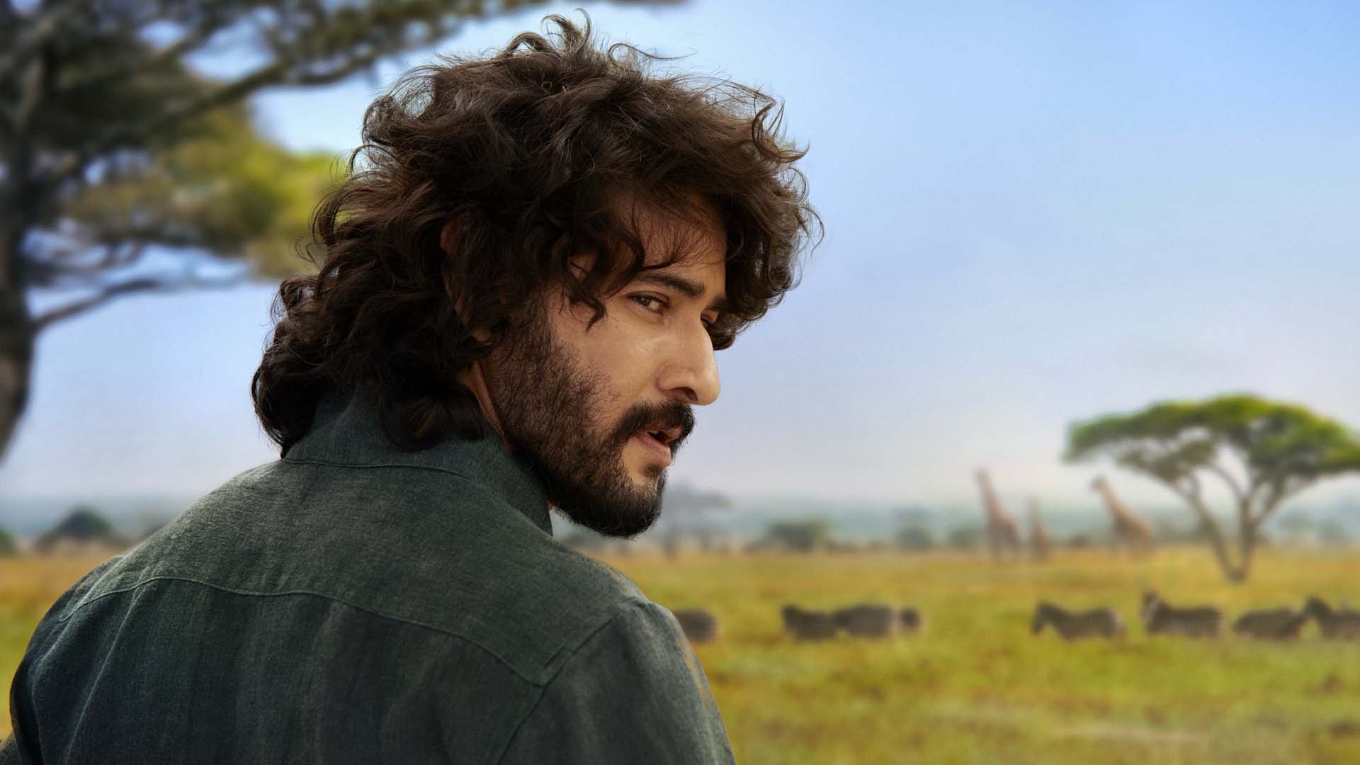 Mahesh Babu as Rudhra in an African landscape in Varanasi